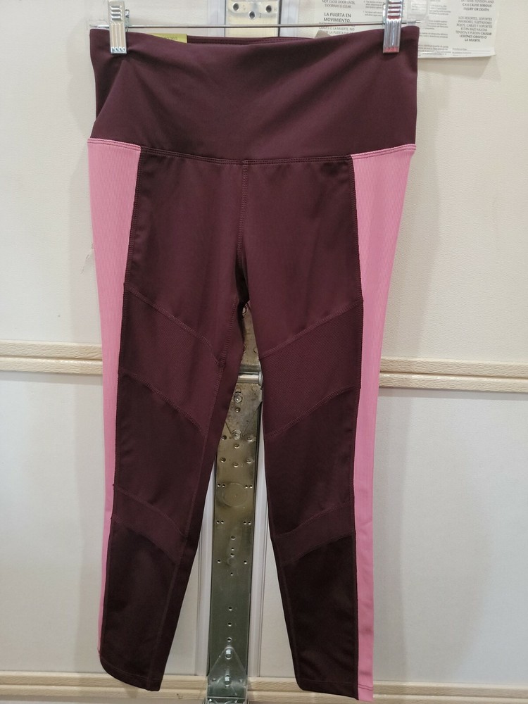 Tangerine Women's High Waist Tummy Control Active Rib Trim Capri Leggings