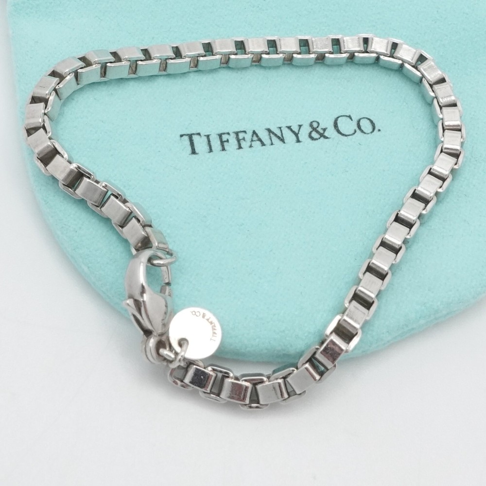 Tiffany & Co Sterling Silver 4mm Venetian Link Bracelet 7.5 Inch Medium Chain