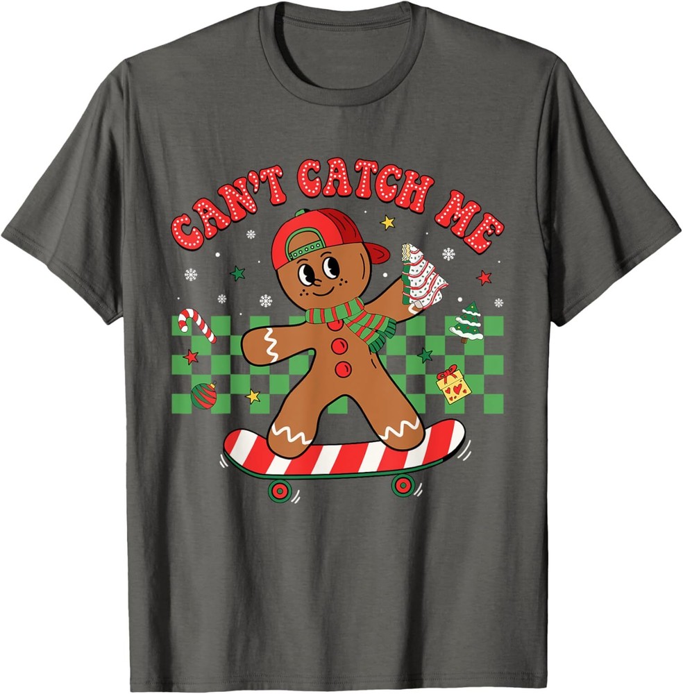 Cant Catch Me Groovy Christmas Gingerbread Cool Unisex T-Shirt