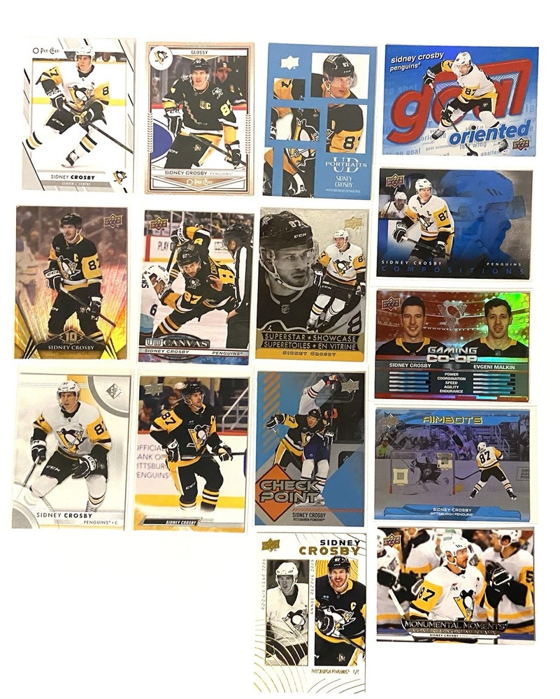 Sidney Crosby 15 Card Lot - Inserts, Canvas, Speckled, Base