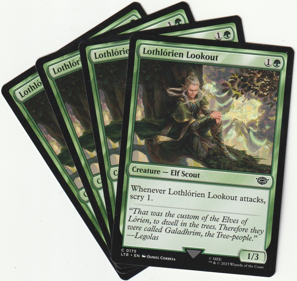 4 Magic The Gathering Lothlórien Lookout Green Creature Playset NM/EX LTR EN