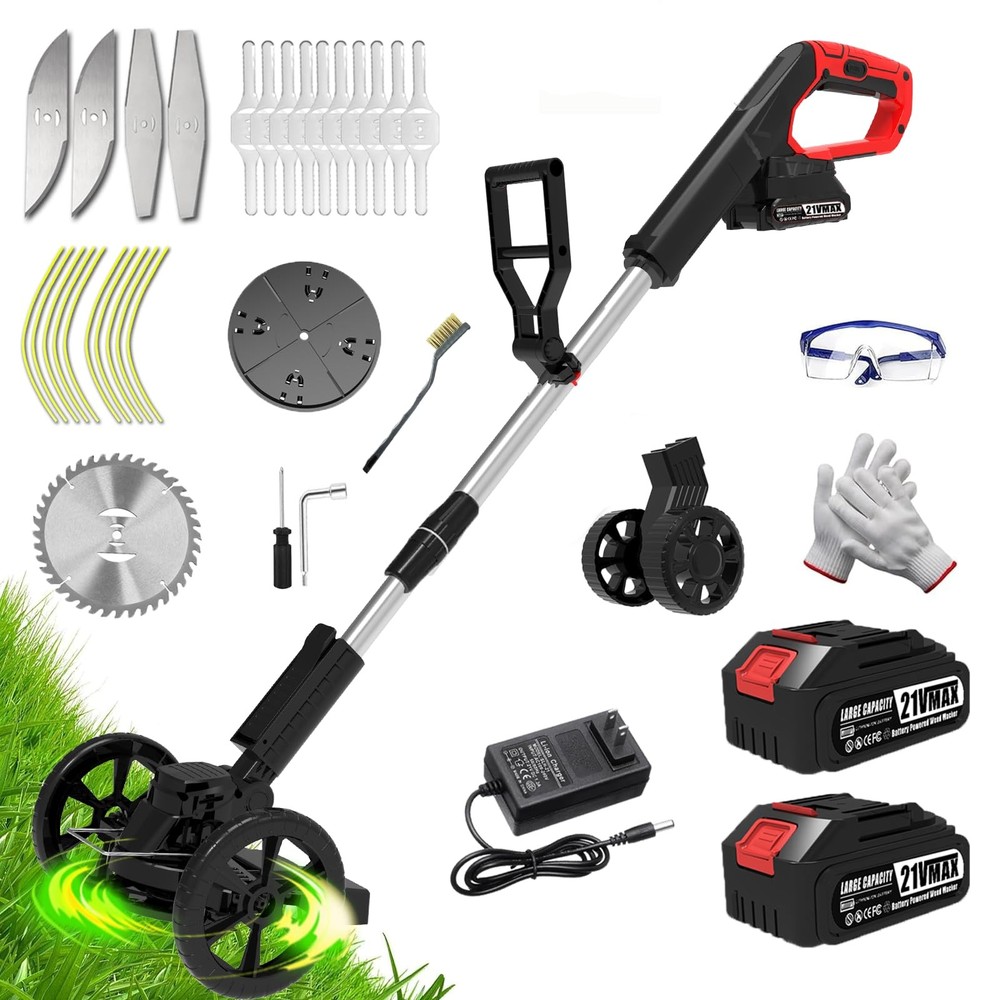 21V Cordless Battery-Powered Weed Trimmer and Grass Cutter