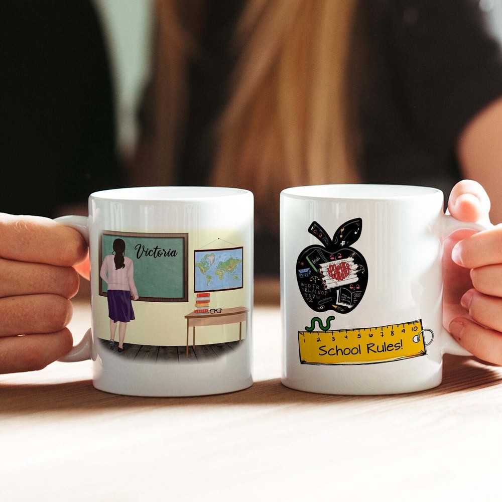 Personalized School Rules Teacher Coffee Mug Customized Gift Personalized Teache