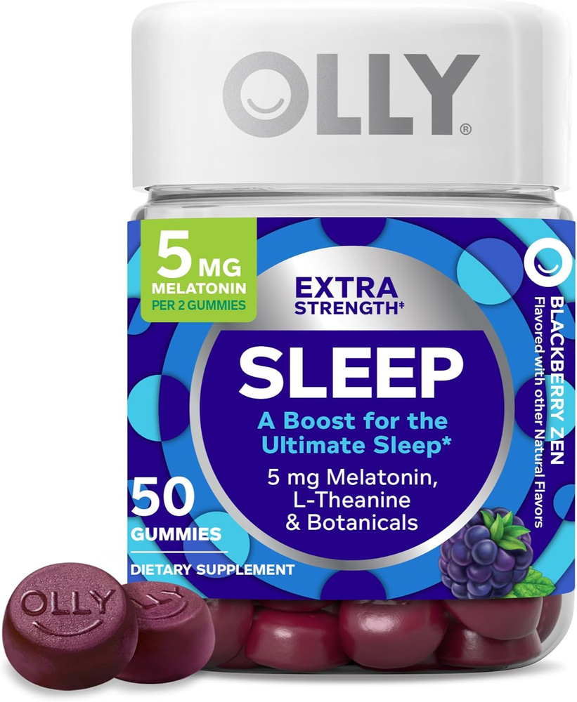 OLLY Extra Strength Sleep Gummy, 5 Mg Melatonin, L-Theanine, Chamomile, Lemon Ba