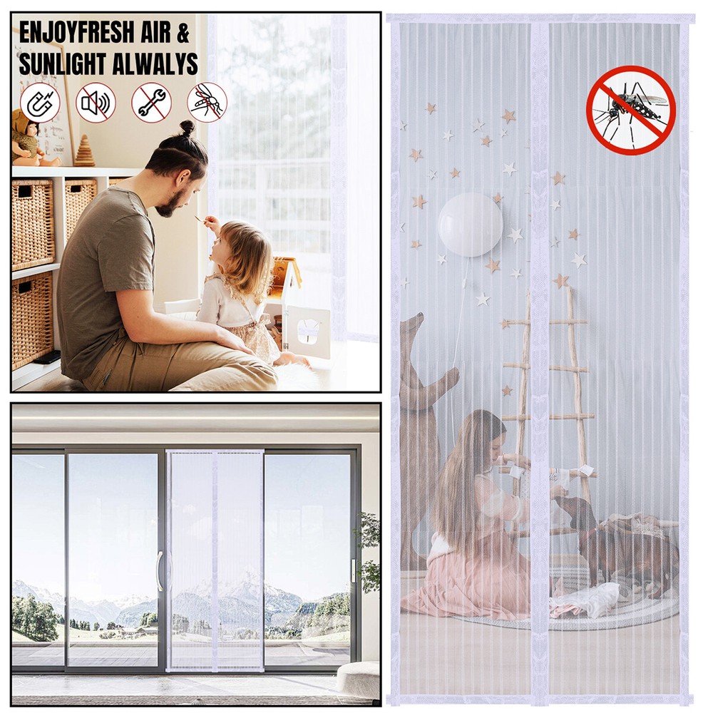 Upgraded 83x39 Magnetic Screen Door Hands-Free Bug Mosquito Net Curtain