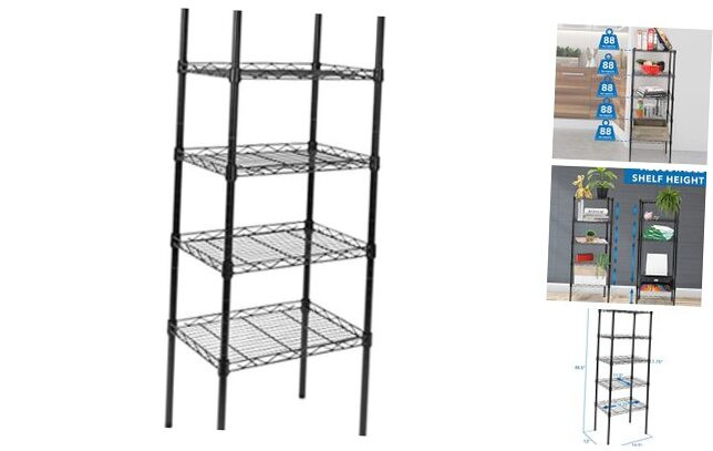 5-Tier Adjustable Steel Wire Shelving Unit for Kitchen Storage
