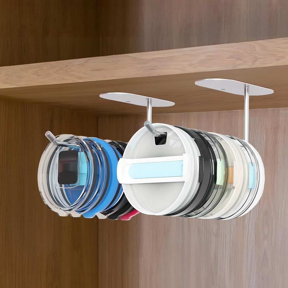 2 Packs Tumbler Lid Organizer, Space Saving Cup Lid Organizer for Kitchen 3M Adh