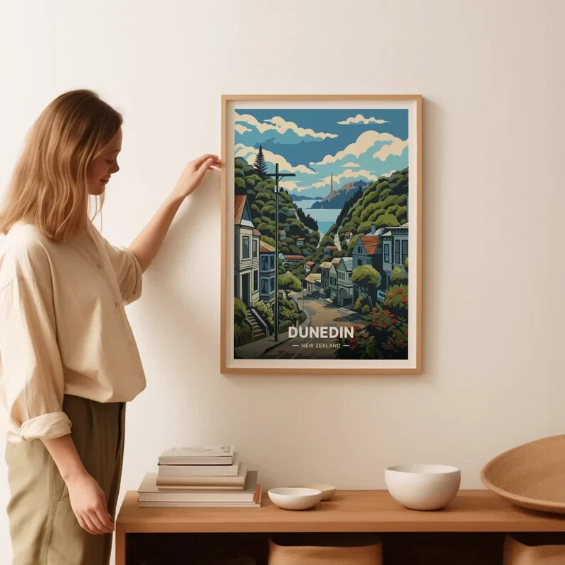 Dunedin NZ Travel Poster - Stunning Cityscape Art Print
