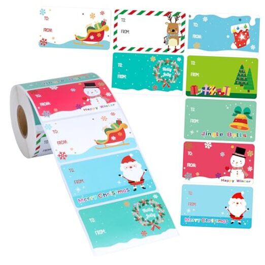 500 PCS Christmas Gift Tags Christmas Santa Claus Stickers Self Cartoon