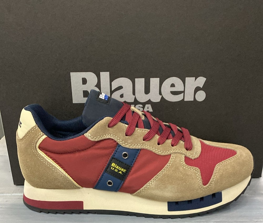 BLAUER Men's Shoe Red/Beige Suede Size EU 41 LR7