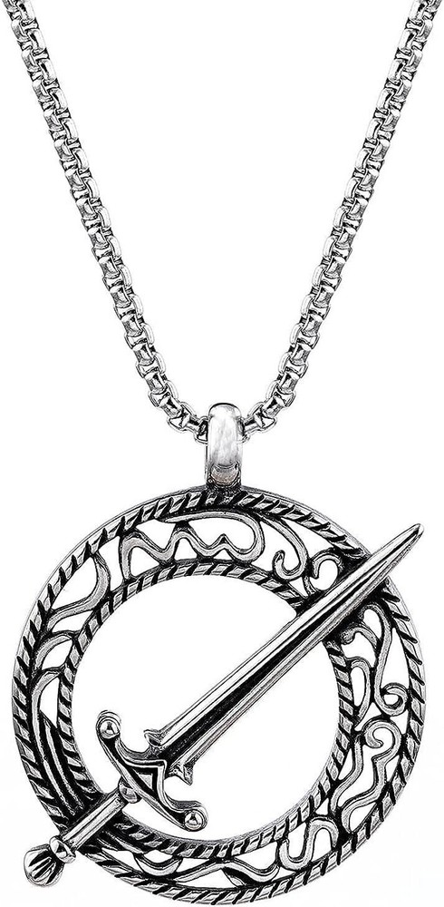 Cy trendy Men Wemon Stainless Steel Circle Sword Pendant Necklace 24