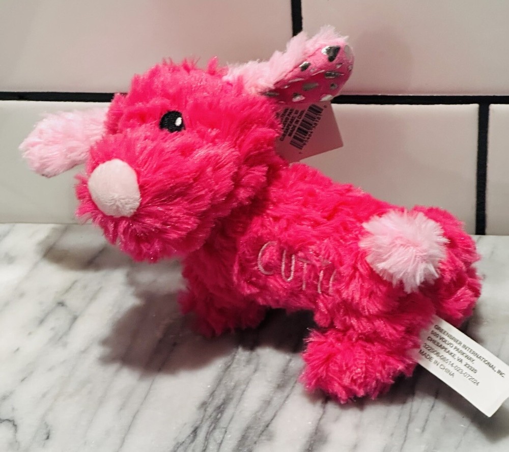 Valentines Day Pink Puppy Plush Toy 7 Inch Cute Fuzzy Dog