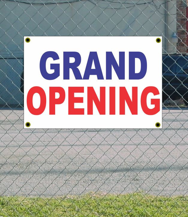 2x3 Grand Opening Red White Blue Banner Sign - Discount Size & Price