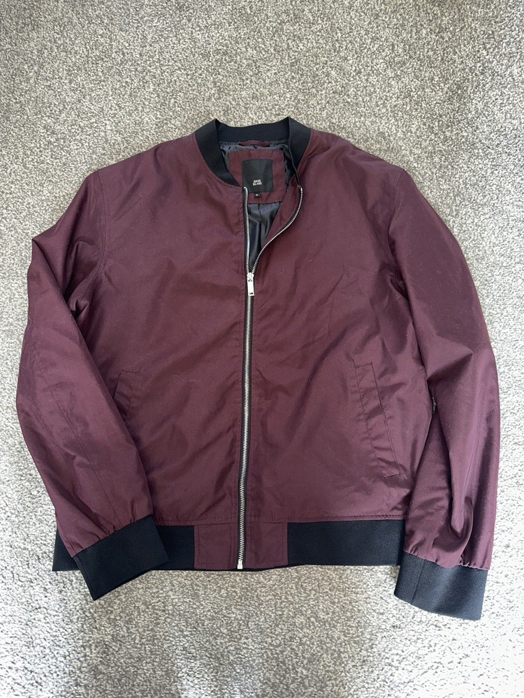 Men's XL Burgundy Bomber Jacket - Full Zip River Island Style