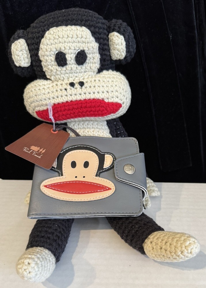 NWT VTG Paul Frank Bifold  Vinyl  Wallet Julius 4x4” W/NWOT Julius Sock Monkey