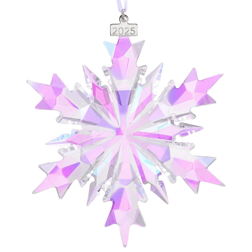 2025 Annual Edition Snowflake Crystal Christmas Ornament, Large Ornaments Dis...