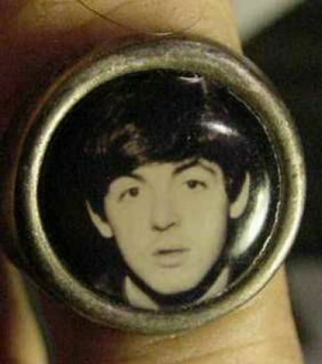 Vintage 1960s Paul McCartney silver ring Beatles gumball machine jewelry retro photo