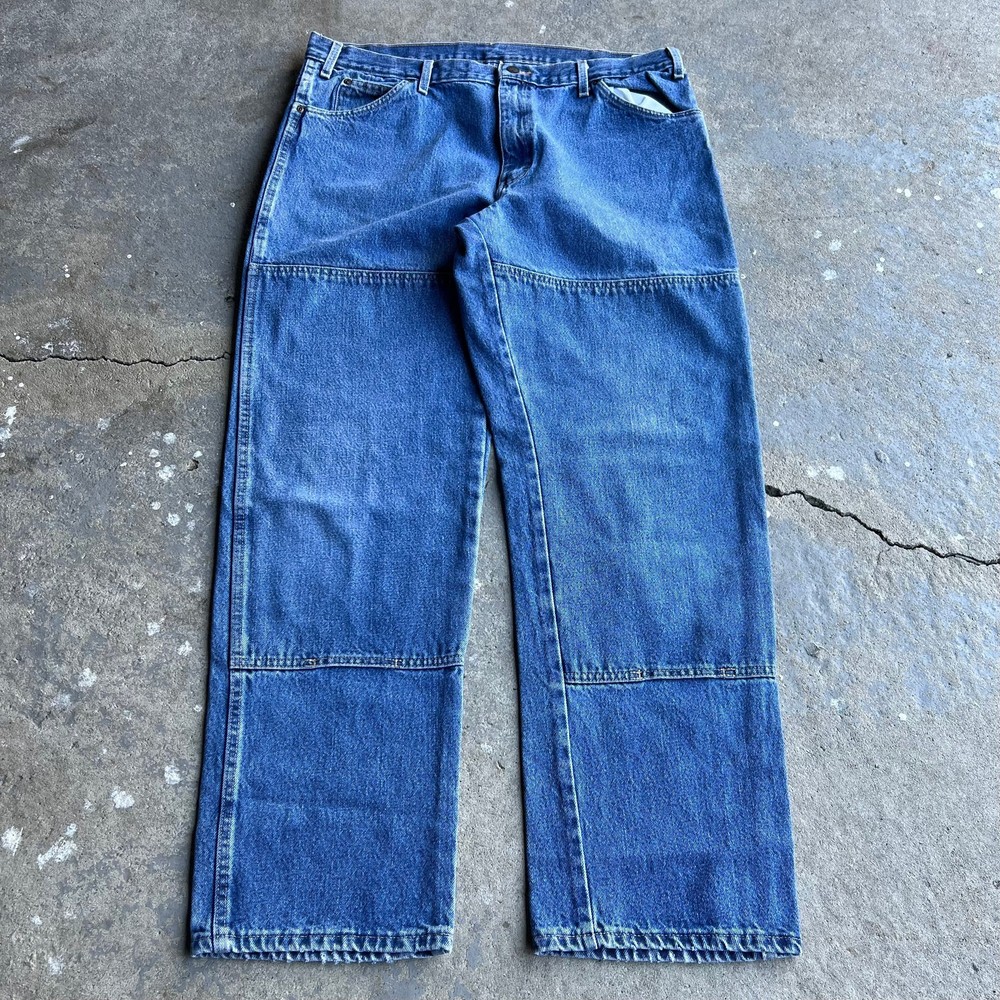 Vintage Dickies double knee carpenter jeans in blue denim workwear