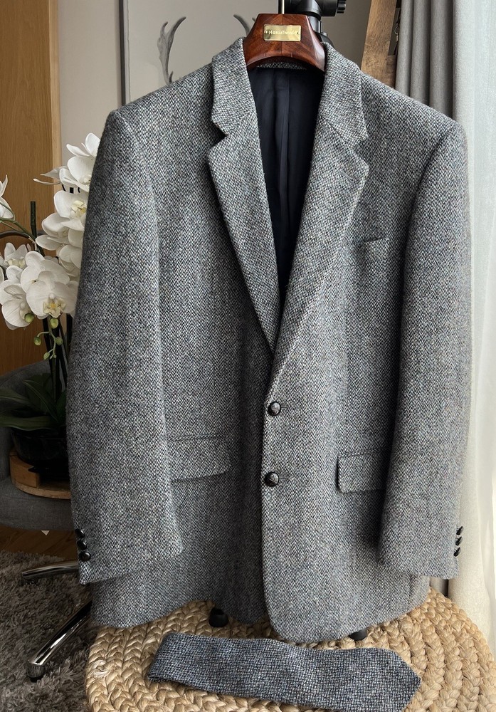Harris Tweed Men's Jacket Blazer 42R & Tie &HangerHand Woven 100% Pure New Wool