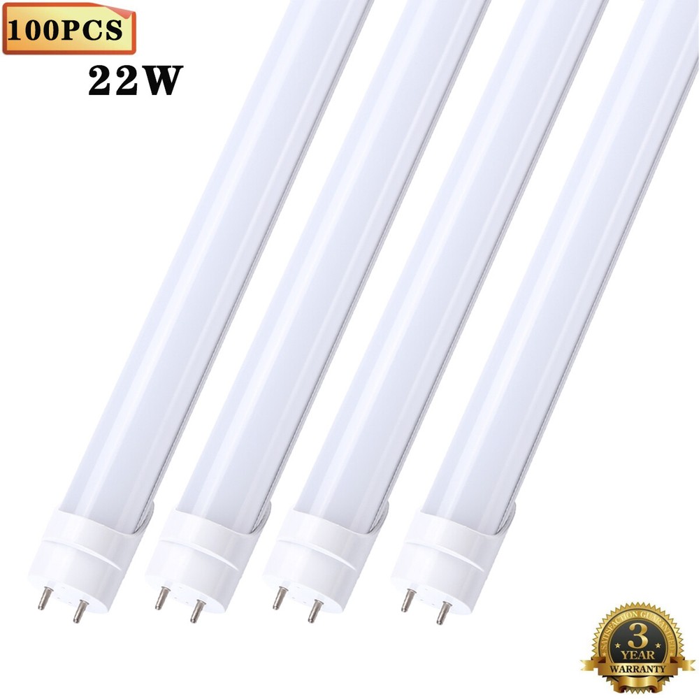 100Pack T8 Led Tube Lights 22W 4FT Led Shop Lights G13 Bi-Pin Dual-end Powered