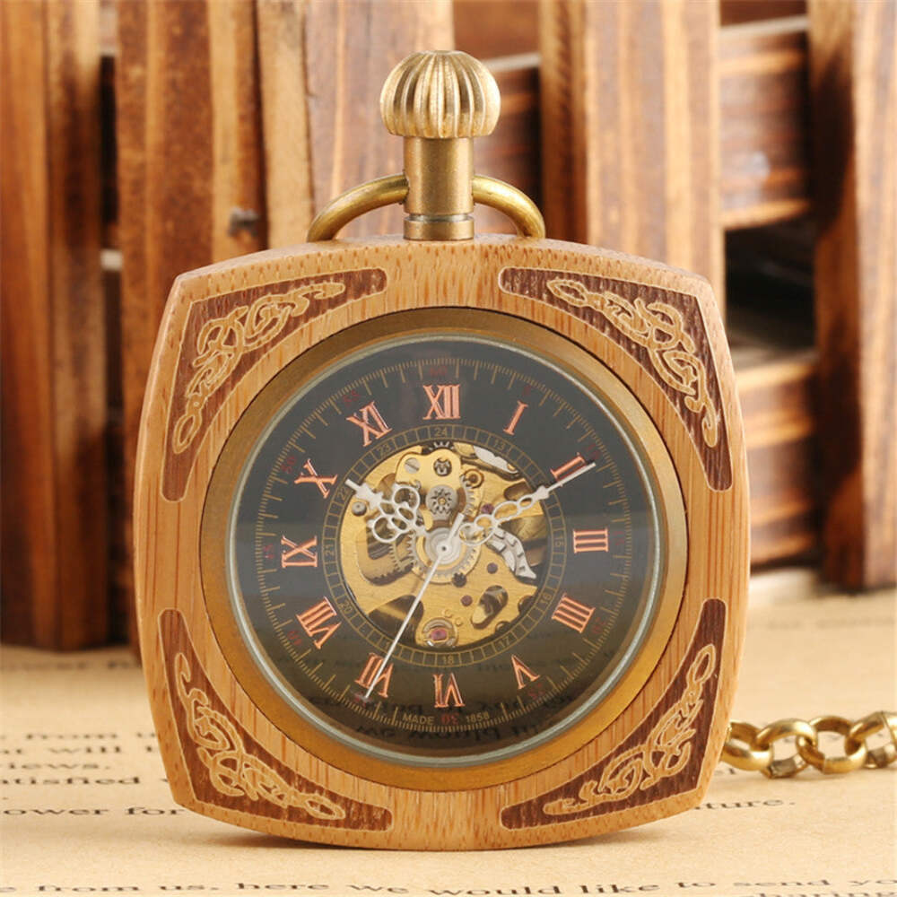 Antique Mahogany Mechanical Pocket Watch with Alarm and World Time Display