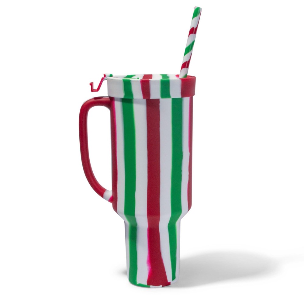 : Vaso de paja de silicona 64 oz: raya de pascua - WTFumbler, irrompible, Ho...