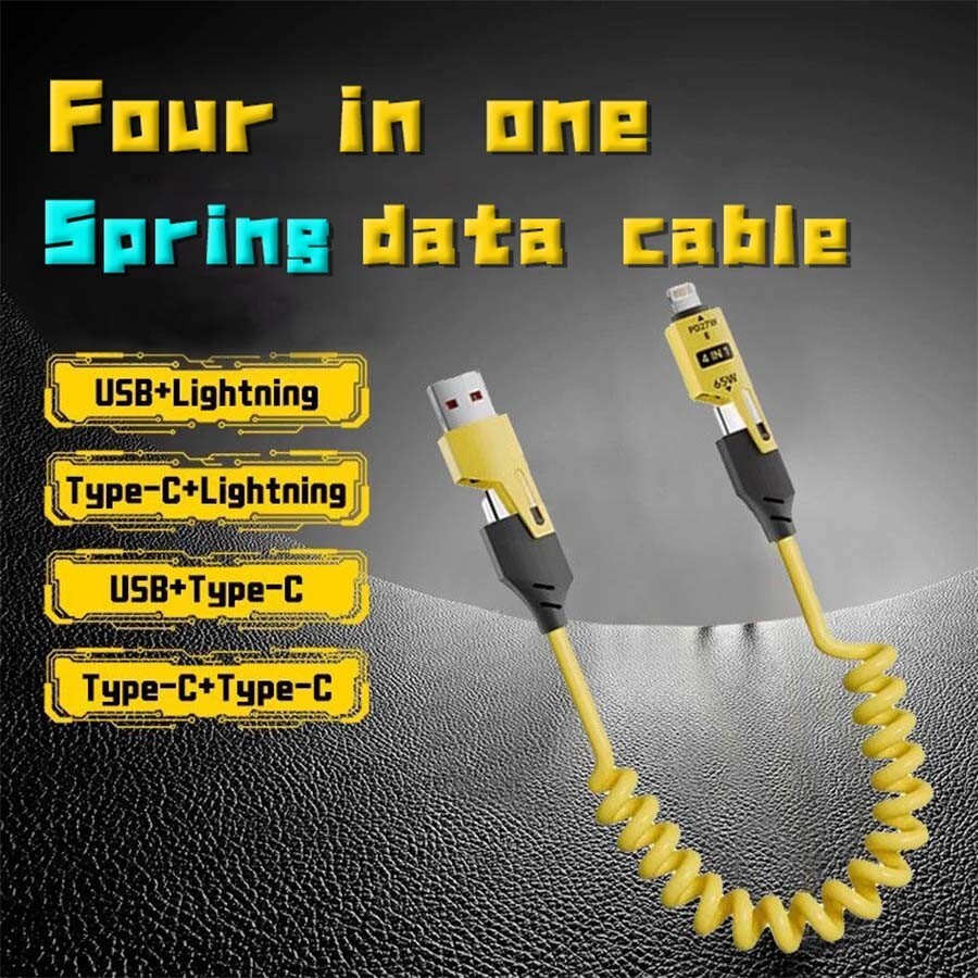 4 in 1 Multi-USB Charging Cable - MAX 240W Fast Charging/With USB A+ Type-C 5ft