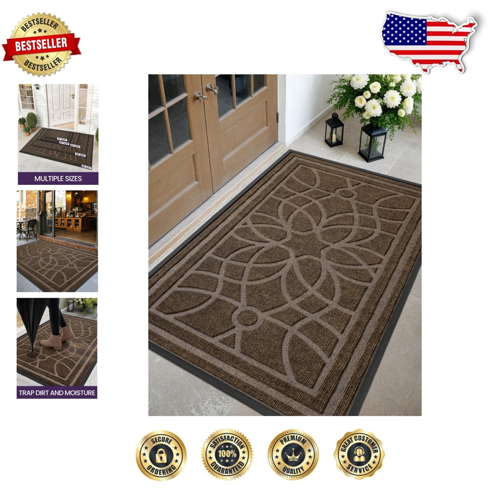 Weather-Resistant 5x3 Brown Doormat with Dirt Trapping Design - Easy Clean