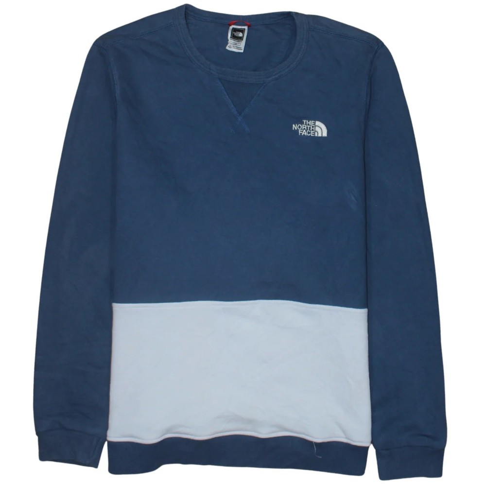 The North Face Blue Colour Block Sweatshirt Men's Large Embroidered Logo