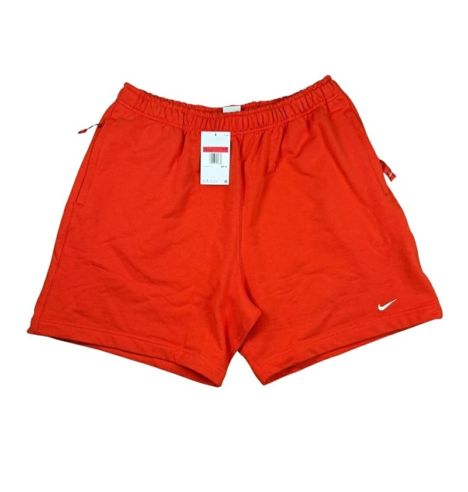 Nike Sportswear Solo Swoosh French Terry Shorts Orange Men’s Large DX0817-633