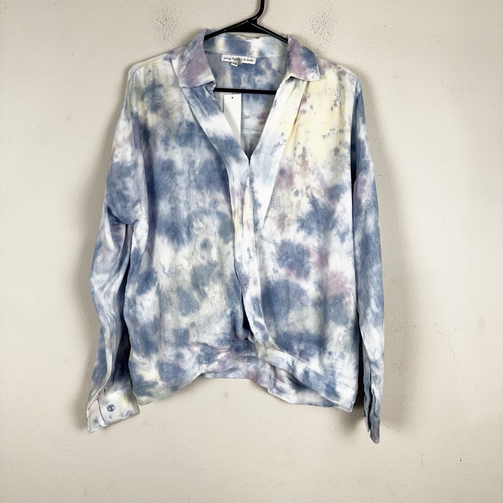 Young Fabulous & Broke Women's Tie-Dye Faux Wrap Top Size XS Multicolor