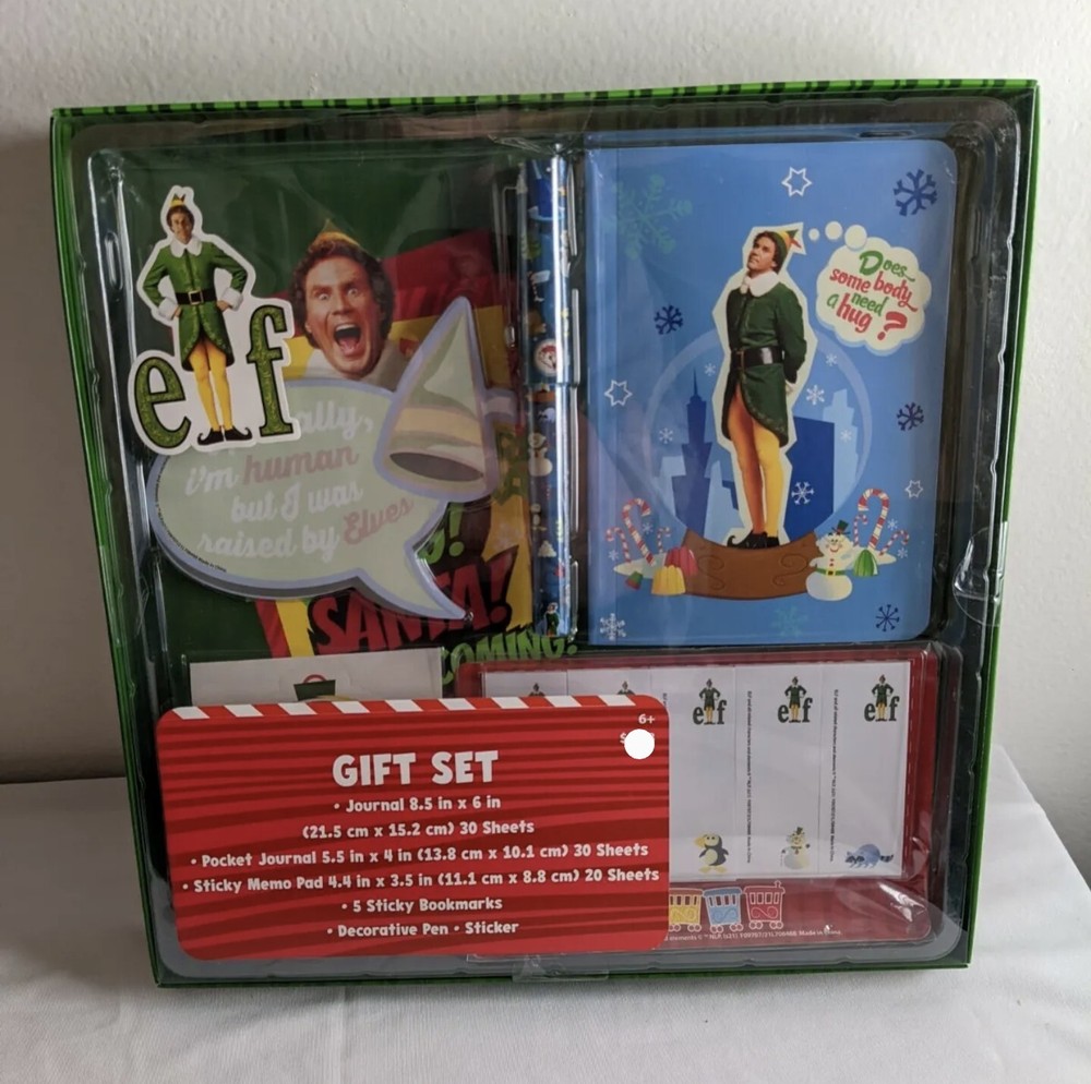 ELF - Christmas Stationary Gift Set Journal Bookmarks Pad Pen Sticker