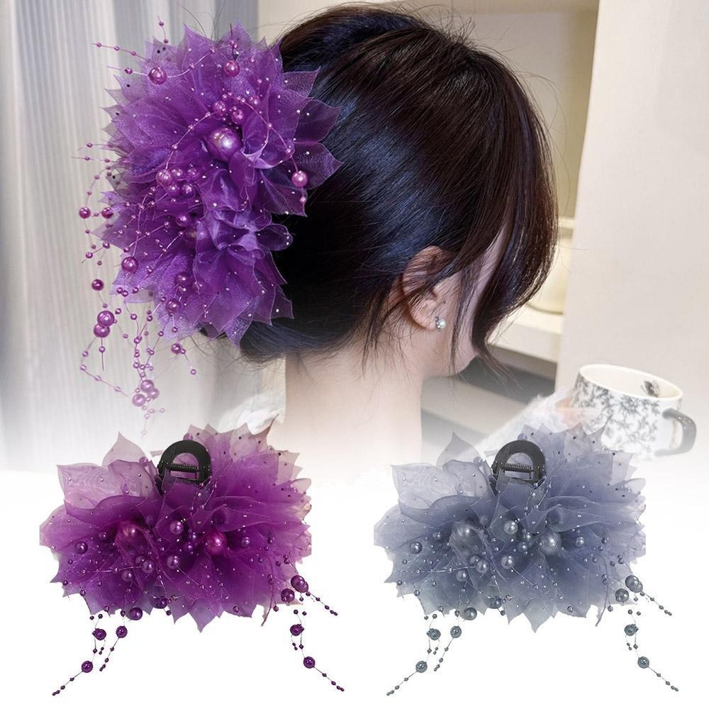 Peony Flowers Pearl Beads Hair Clip Plate Method, Fashionable Headwear T7N7