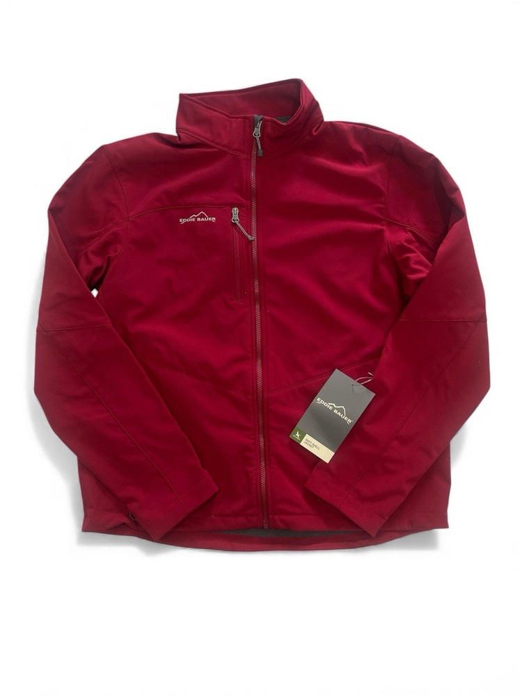 Eddie Bauer Jacket Mens XL  Red Waterproof Rain Coat Soft Shell