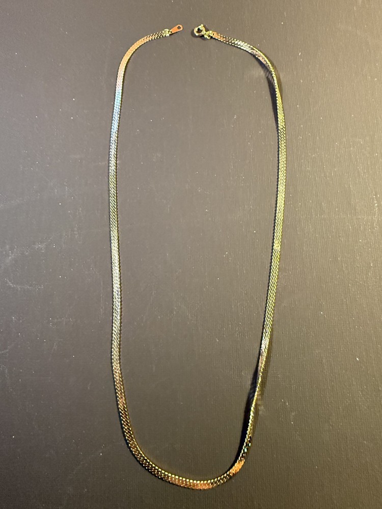 Vintage Gold-Tone Herringbone Chain Necklace 20” Length.