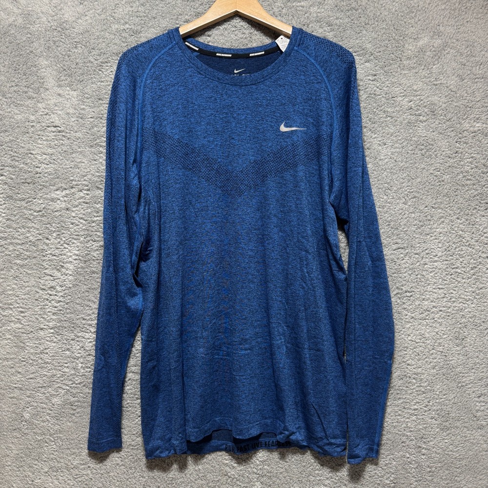 Nike Running Dri Fit Long Sleeve Shirt Mens 2XL Training Performance Run Fast
