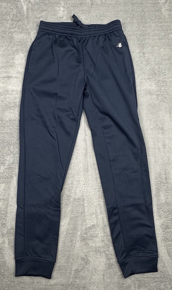 Youth Medium Jogger Blue Pants Elastic Waist Drawstring Pockets Badger Sport NEW