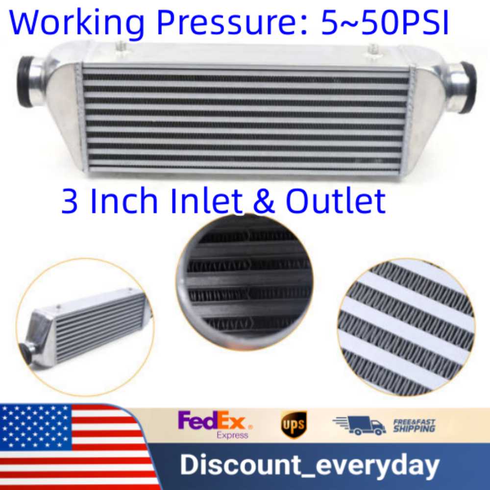 3 Inch Inlet Outlet Universal Aluminum Intercooler 27x7x4 Inch Replacement  