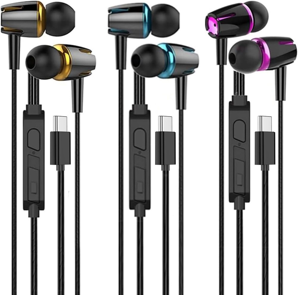 3Pack of USB C Headphones for Iphone 16 15 Pro Max,Type C Wired Earbuds Magnetic