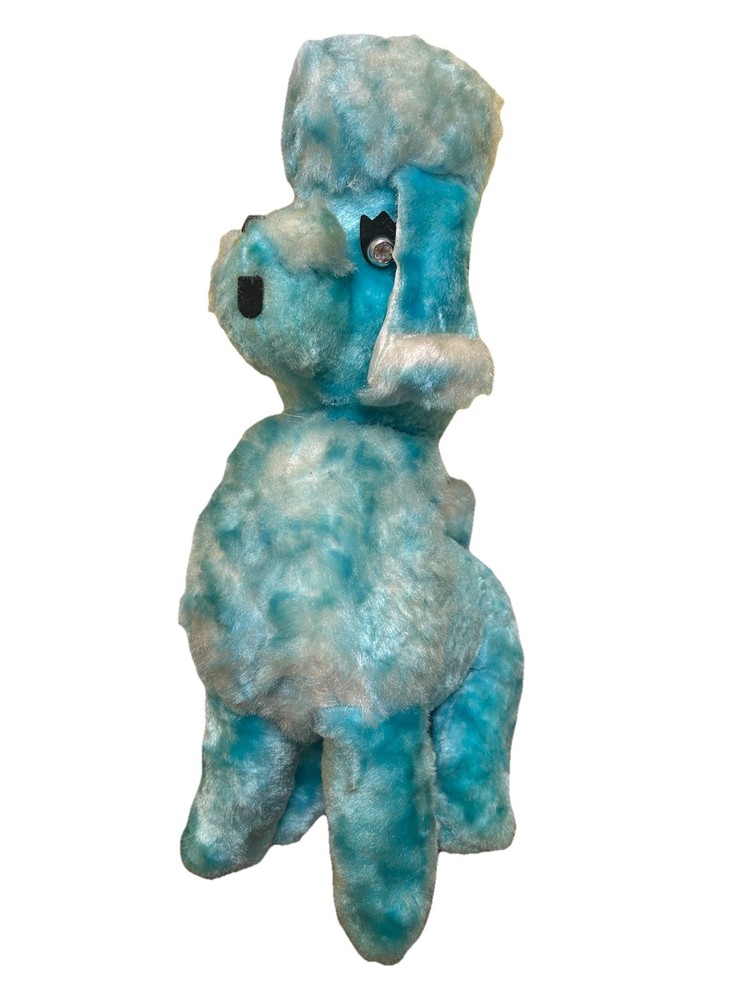 Vintage 1950s Blue Poodle Plush Stuffed Dog Toy Rare 18in Tall