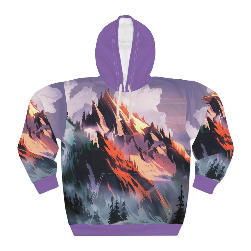 Alpine Glow All Over Print Pullover Hoodie Outdoor Travel Apparel for Adventure