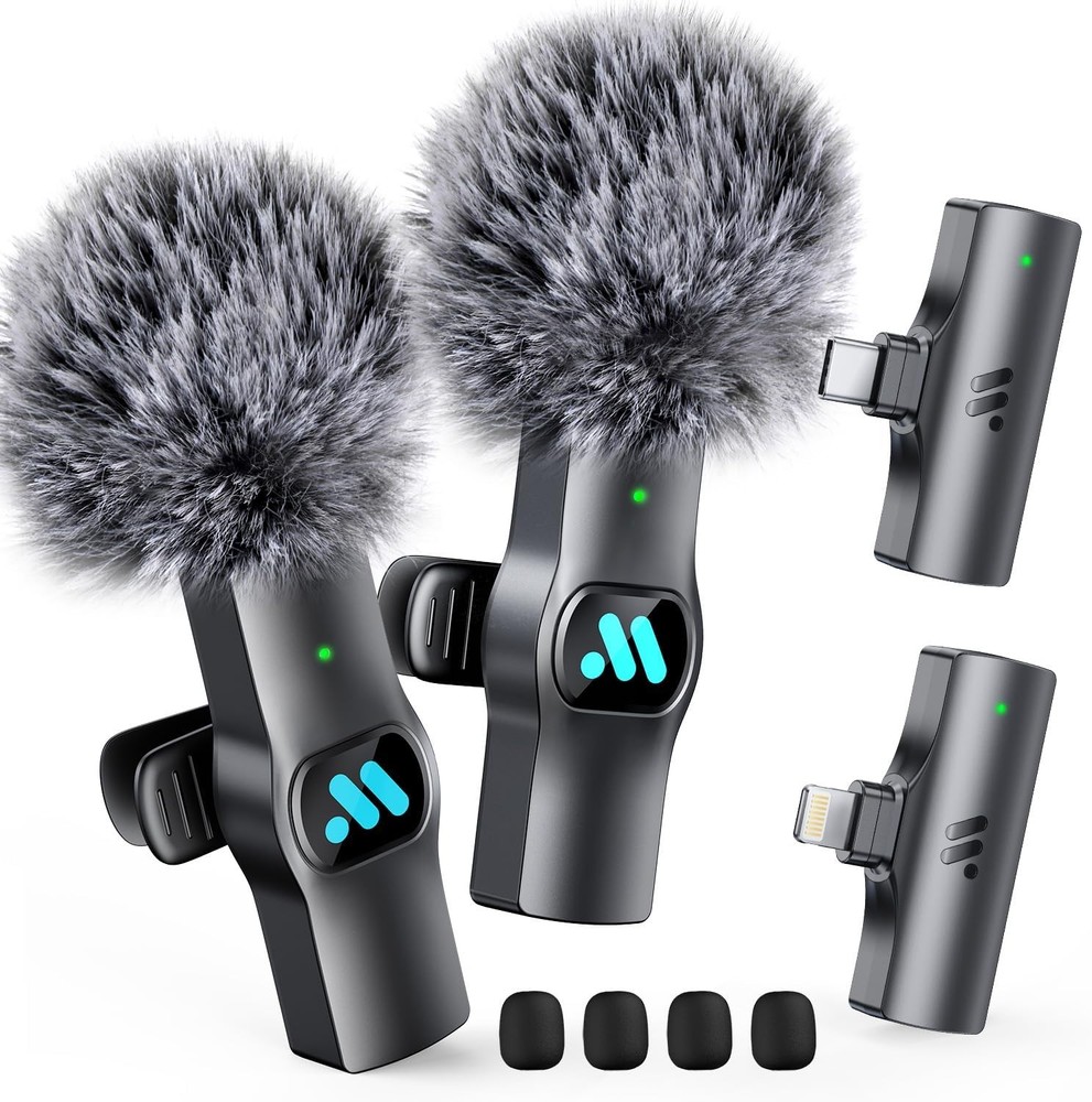 Dual Receiver Mini Microphone for iPhone 7-16 iPad Android Video Recording