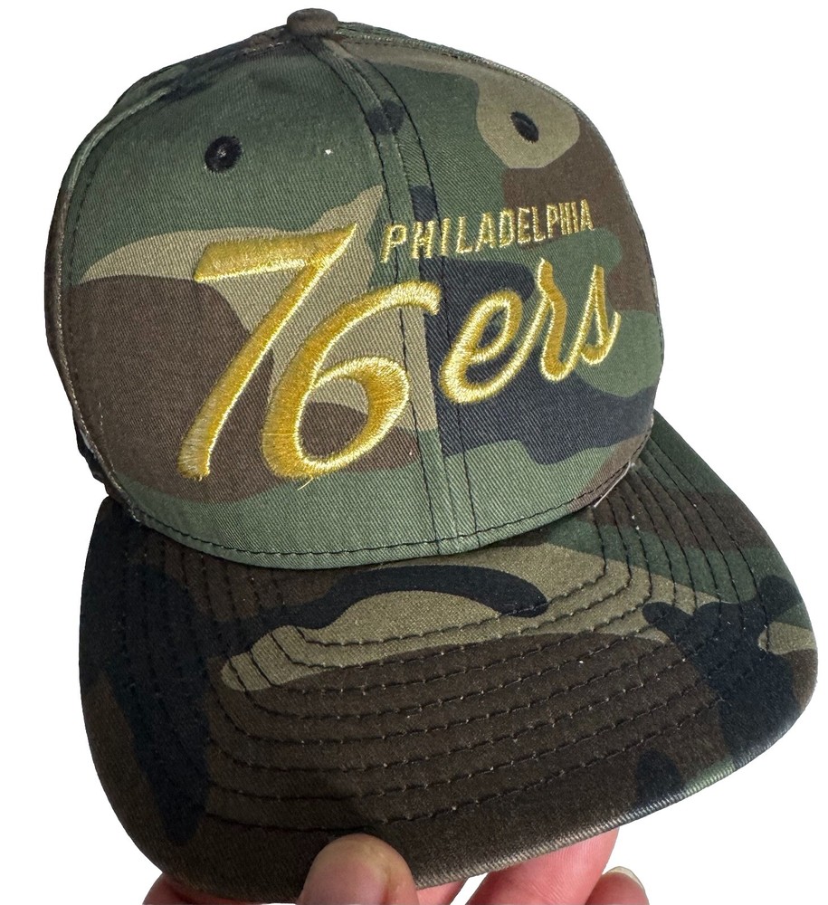 Philadelphia 76ers New Era Snap Back Hat NBA Camo Gold
