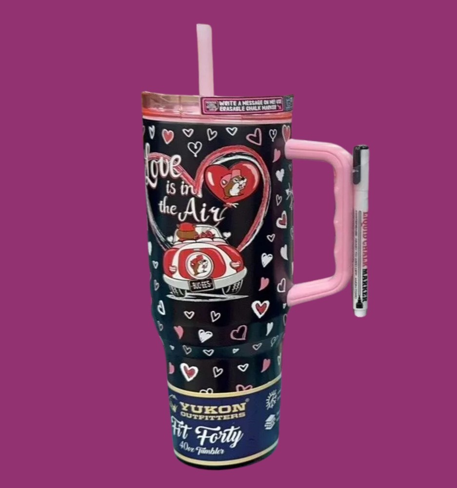 Buc-ee’s 40 oz Valentine’s Day 2025 Tumbler with LOVE IS IN THE AIR Marker