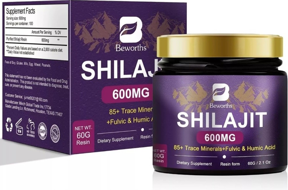 Pure Himalayan Shilajit Resin Supplement 600mg Organic by B Beworths