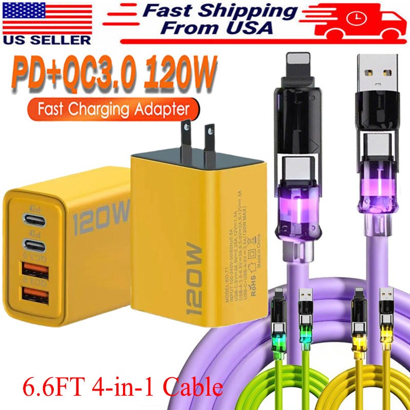 120W Super Fast Charging USB Type C Wall Charger For iPhone 16 15 14 13 12 11 X