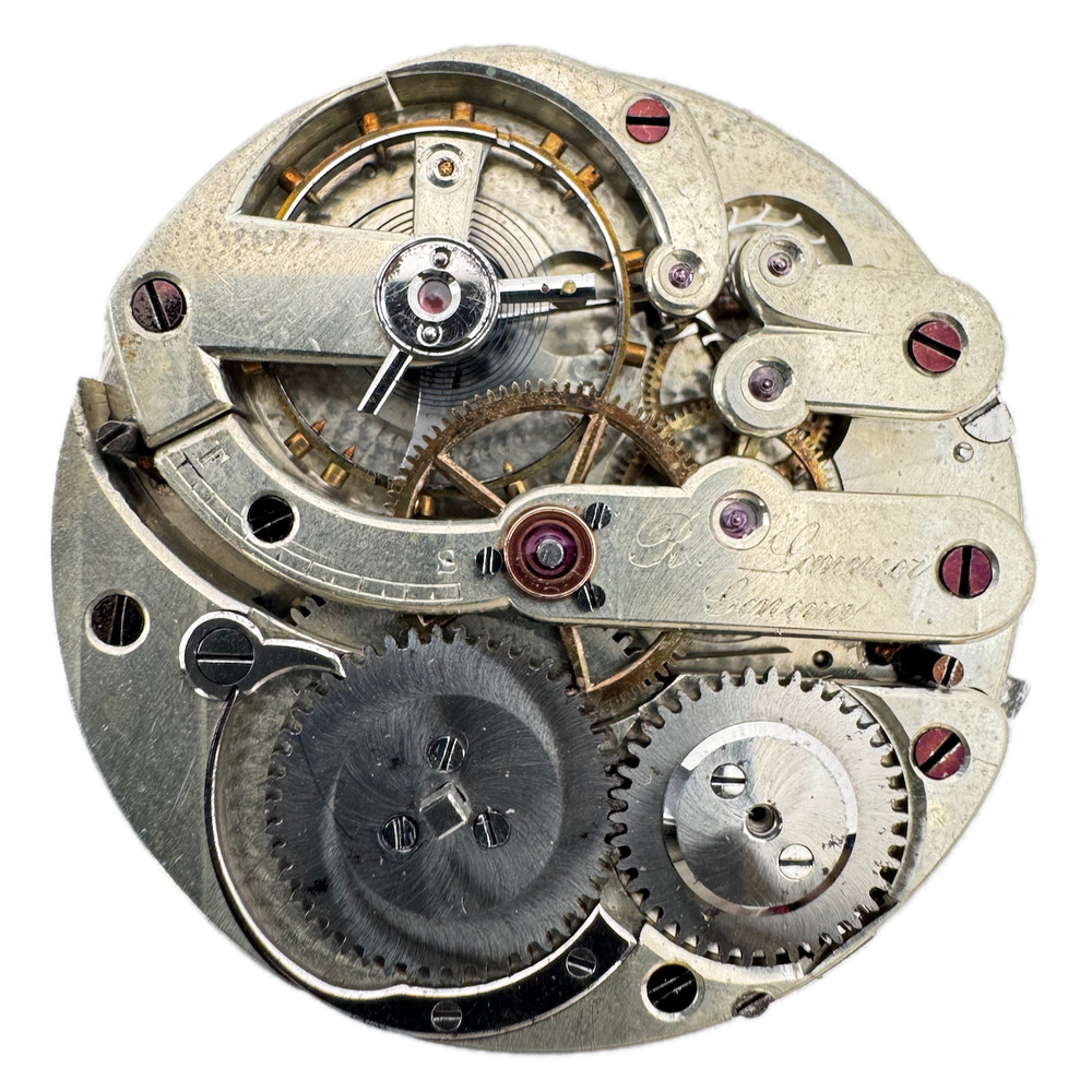 Antique 38.5mm R. Lannier Geneve Mechanical Hunter Pocket Watch Movement Swiss