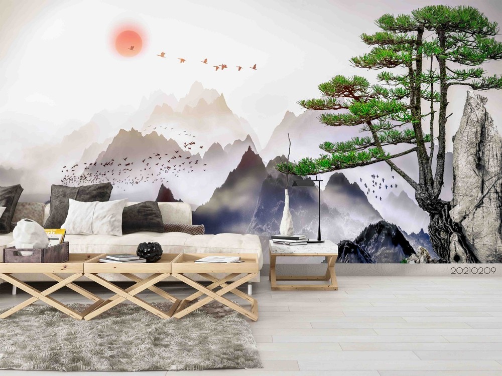 3D Chinese Style Landscape Painting Wall Murals Wallpaper Murals Wall Sticker