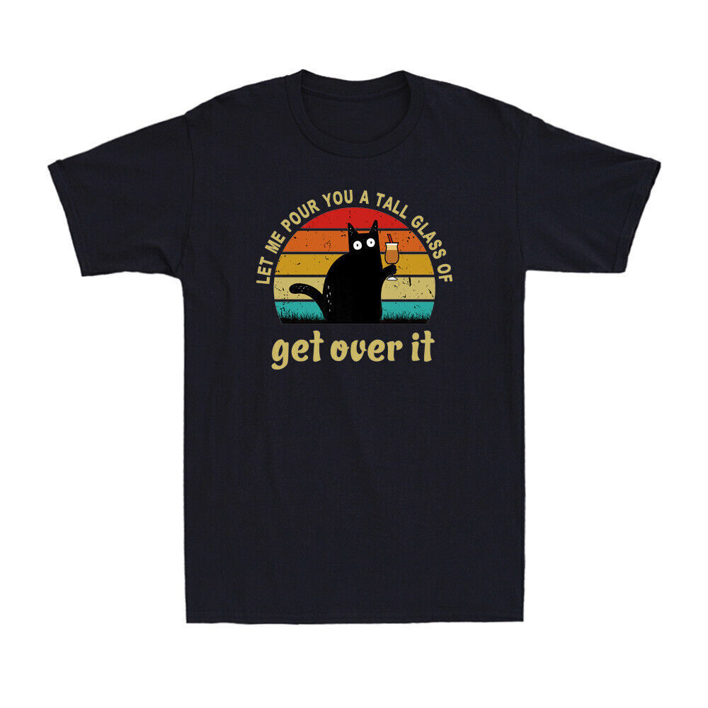 Black Cat Let Me Pour You A Tall Glass Of Sarcastic Saying Vintage Men's T-Shirt