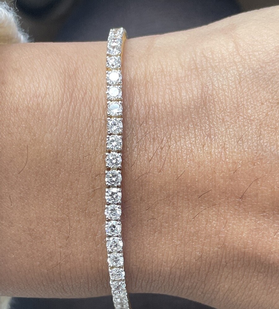 Christmas Sale - 5.00ct Lab Grown Round Diamond Tennis Bracelet, Yellow Gold-image